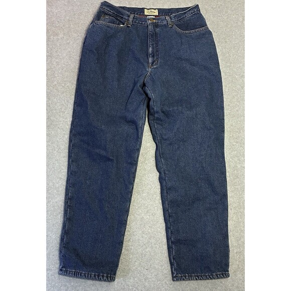 L.L. Bean Women’s Relaxed Fit Flannel Lined Jeans Size 16 Regular Blue Denim - Picture 1 of 9